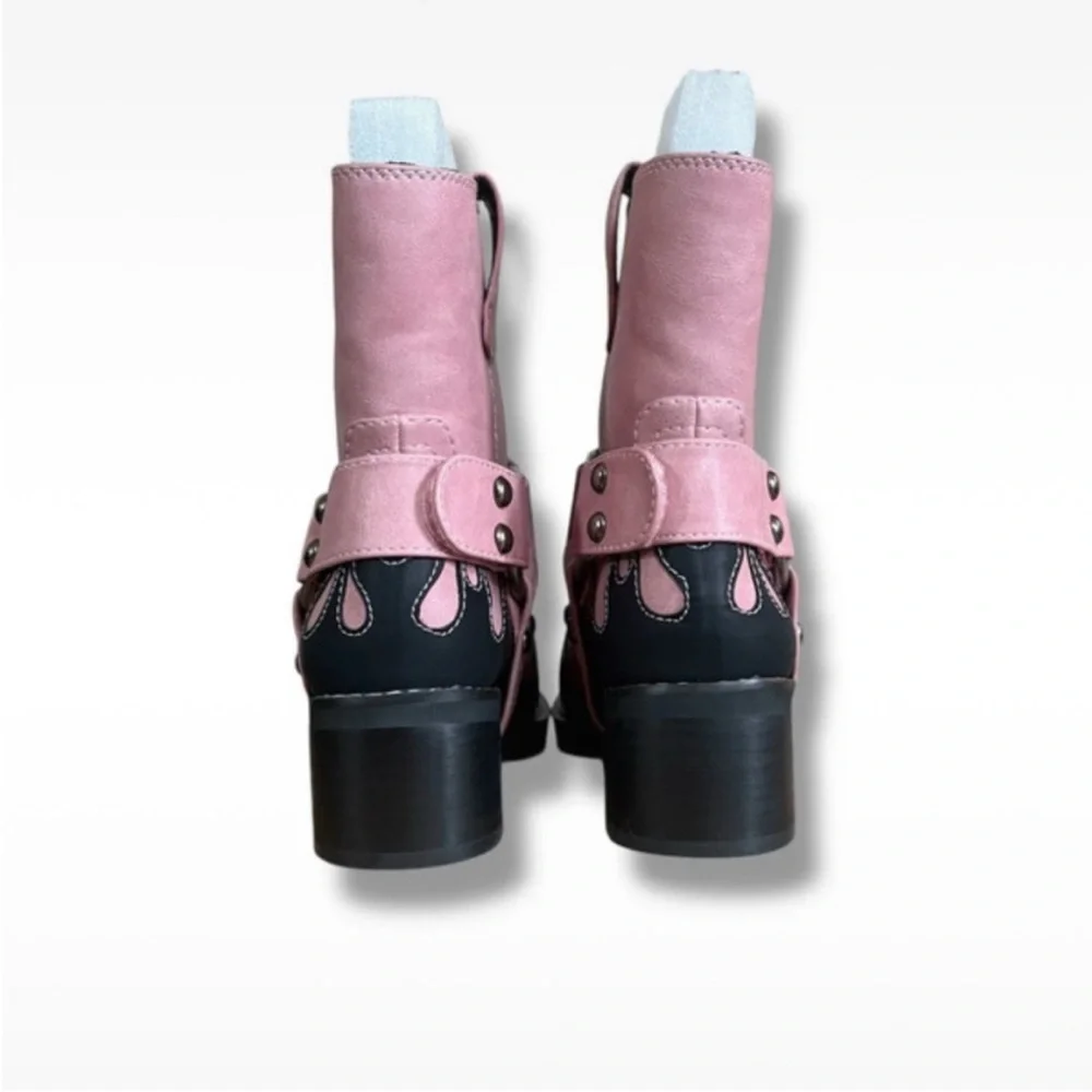 DollsKill | Current Mood NWOB Cyber Y2K Flame Moto Biker Goth Grunge Boots - Picture 5 of 8